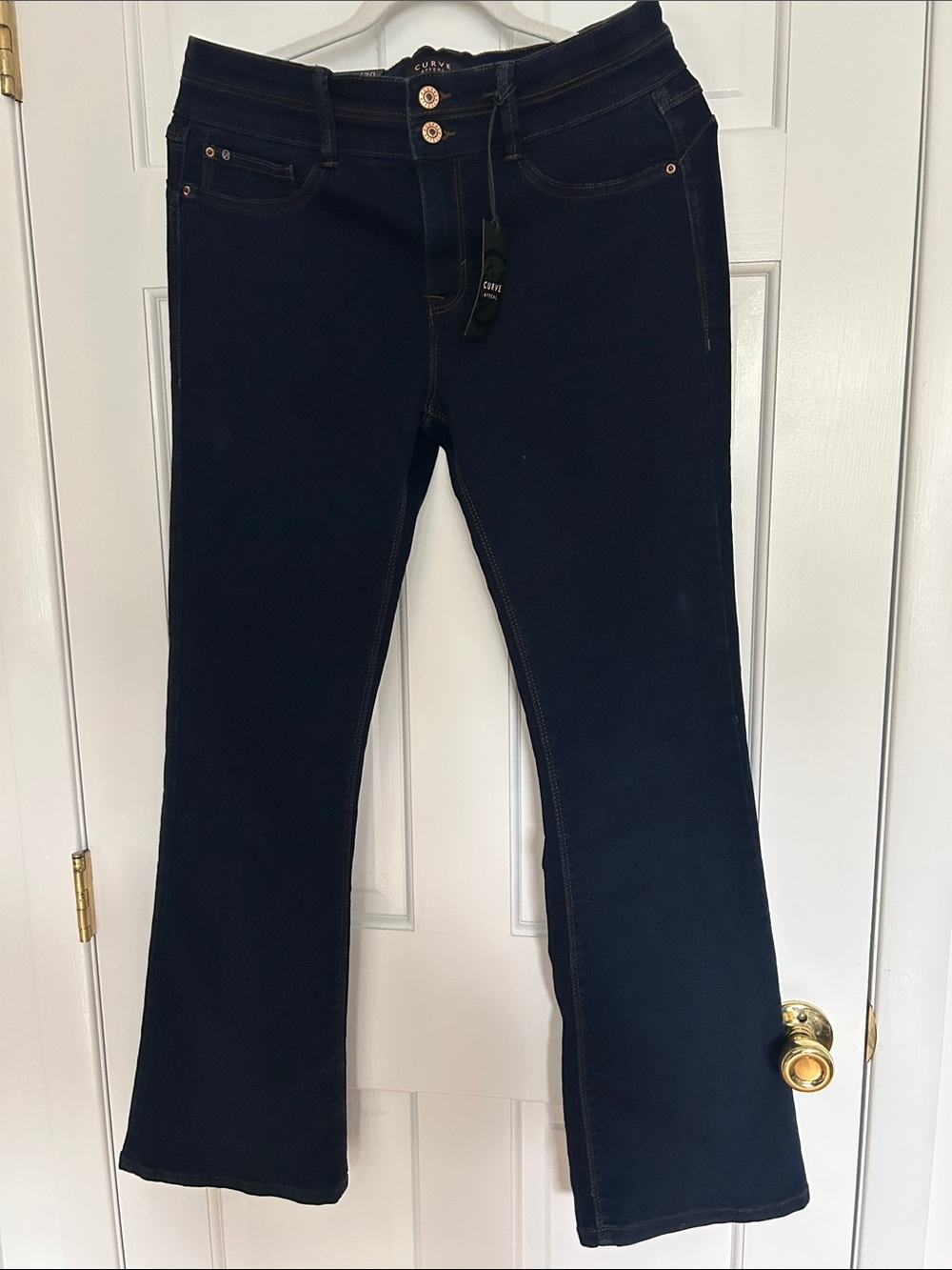 Curve Appeal Bootcut Jeans Dark Wash Double Button Size 10/30